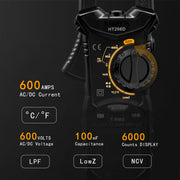 KAIWEETS HT206D Digital Clamp Meter T-RMS 6000 Counts, Multimeter Voltage Tester Auto-ranging, Measures V413-HT206D
