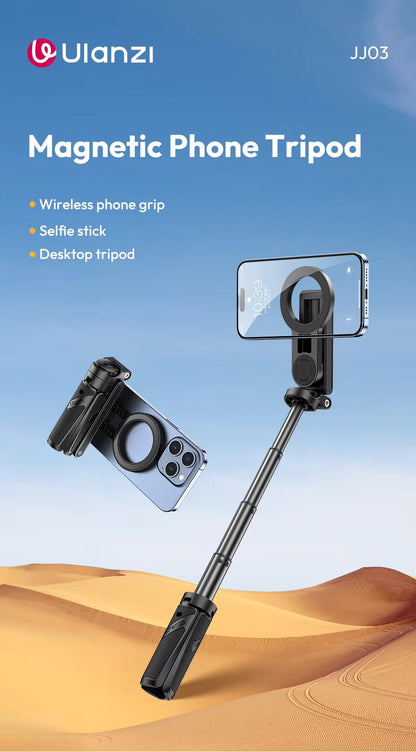 Ulanzi JJ03 Magnetic Phone Tripod Wireless Phone Grip Selfie Stick Desktop Tripod with Remote Control V413-JJ03
