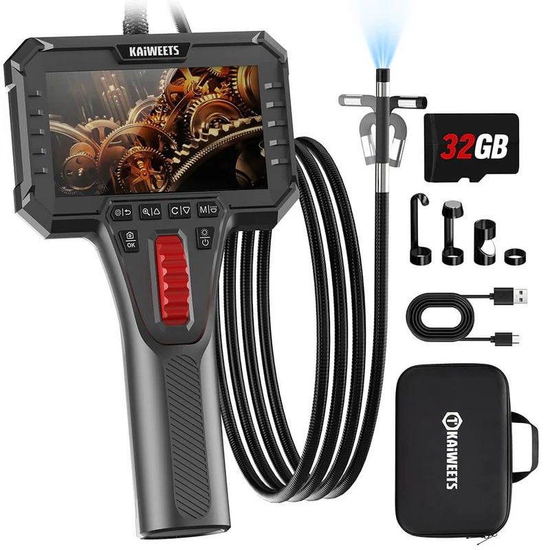 Two-Way Articulating Borescope Camera with Light, 0.25in Slim Probe, Industrial Endoscope Inspection Camera V413-KBA02