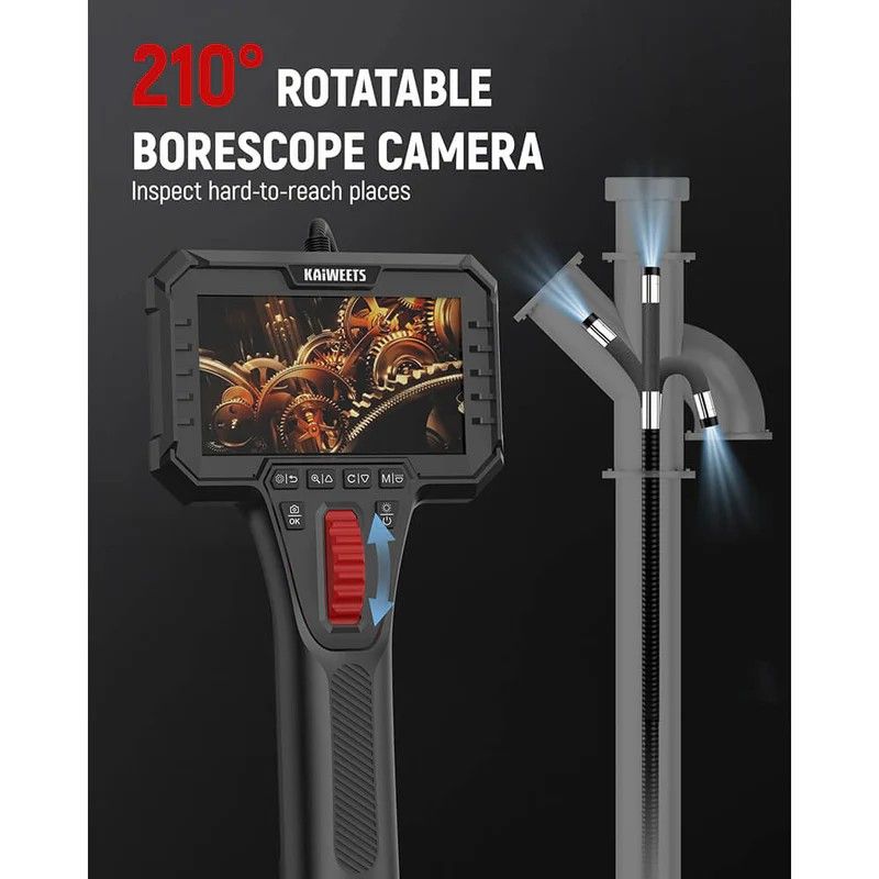 Two-Way Articulating Borescope Camera with Light, 0.25in Slim Probe, Industrial Endoscope Inspection Camera V413-KBA02
