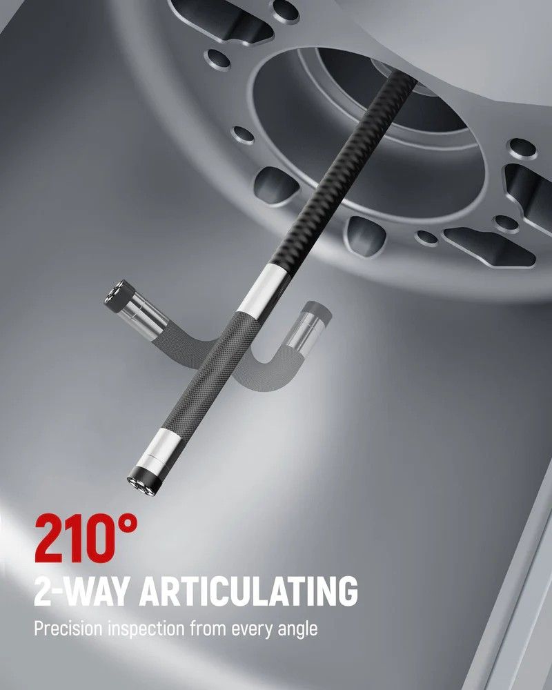 Two-Way Articulating Borescope Camera with Light, 0.25in Slim Probe, Industrial Endoscope Inspection Camera V413-KBA02