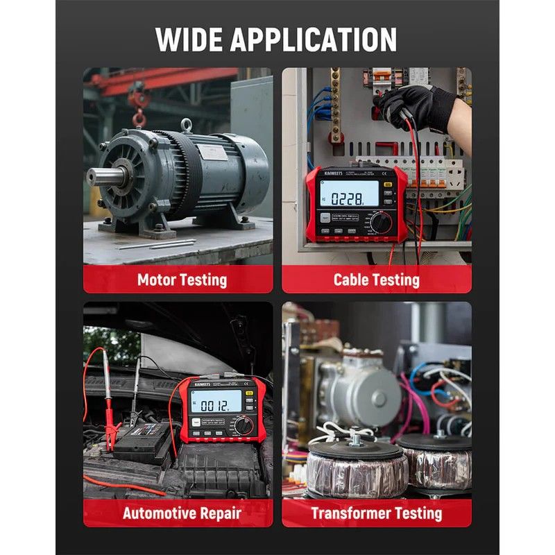 KAIWEETS Megohmmeter, Insulation Resistance Tester, Up to 100Gohm, 50V/100V/250V/500V/1000V, One-Touch V413-KE1000