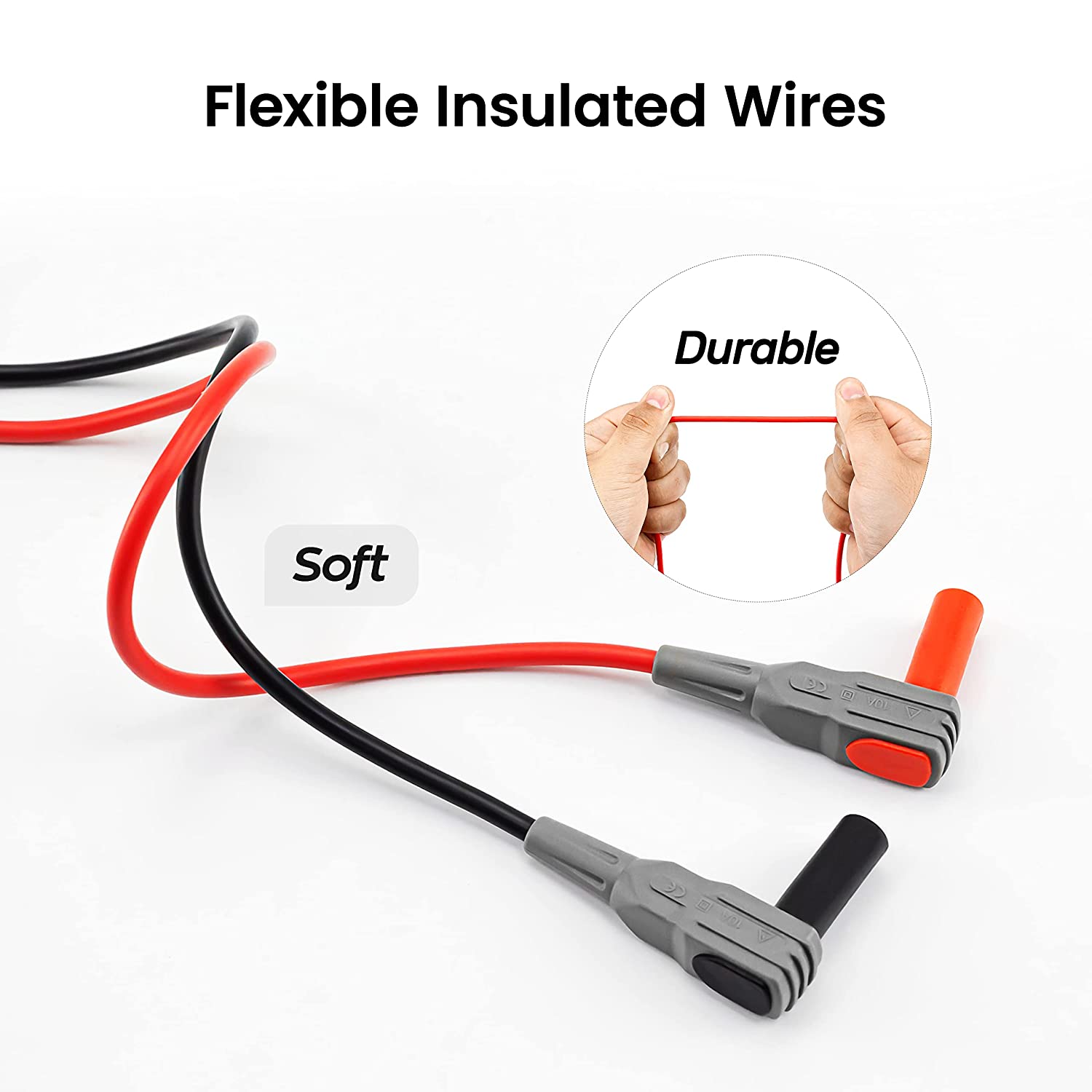 KAIWEETS Soft Silicone Electrician Test Leads Kit CAT III 1000V & CAT IV 600V with Alligator Clips and Needle V413-KET01