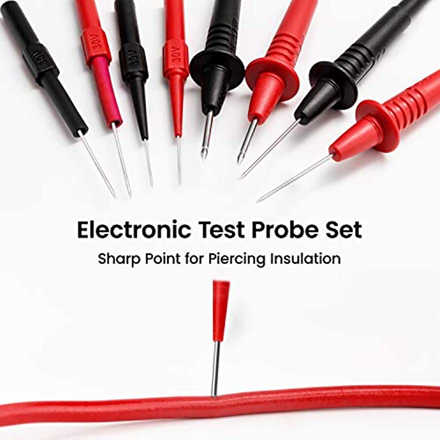KAIWEETS 23PCS Multimeter Test Leads Kit with Replaceable Precision Probes Set and Alligator Clips, Test V413-KET05