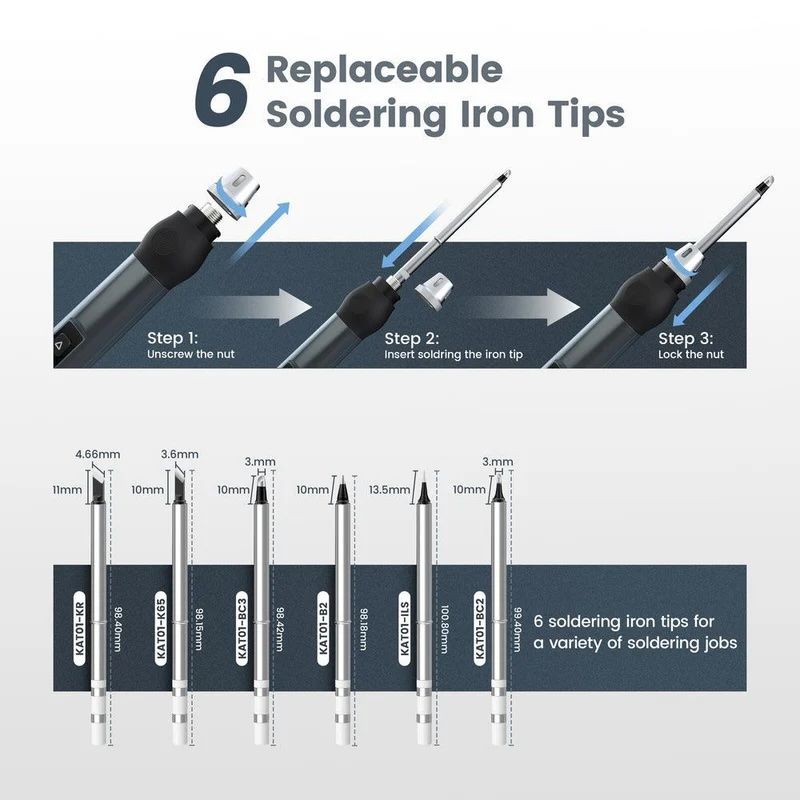 KAIWEETS KETS02 Smart Digital Soldering Iron Kit 65W Programmable AU Plug V413-KETS02