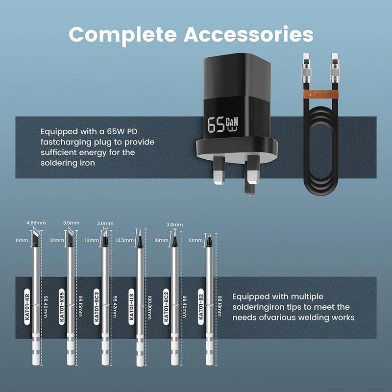KAIWEETS KETS02 Smart Digital Soldering Iron Kit 65W Programmable AU Plug V413-KETS02