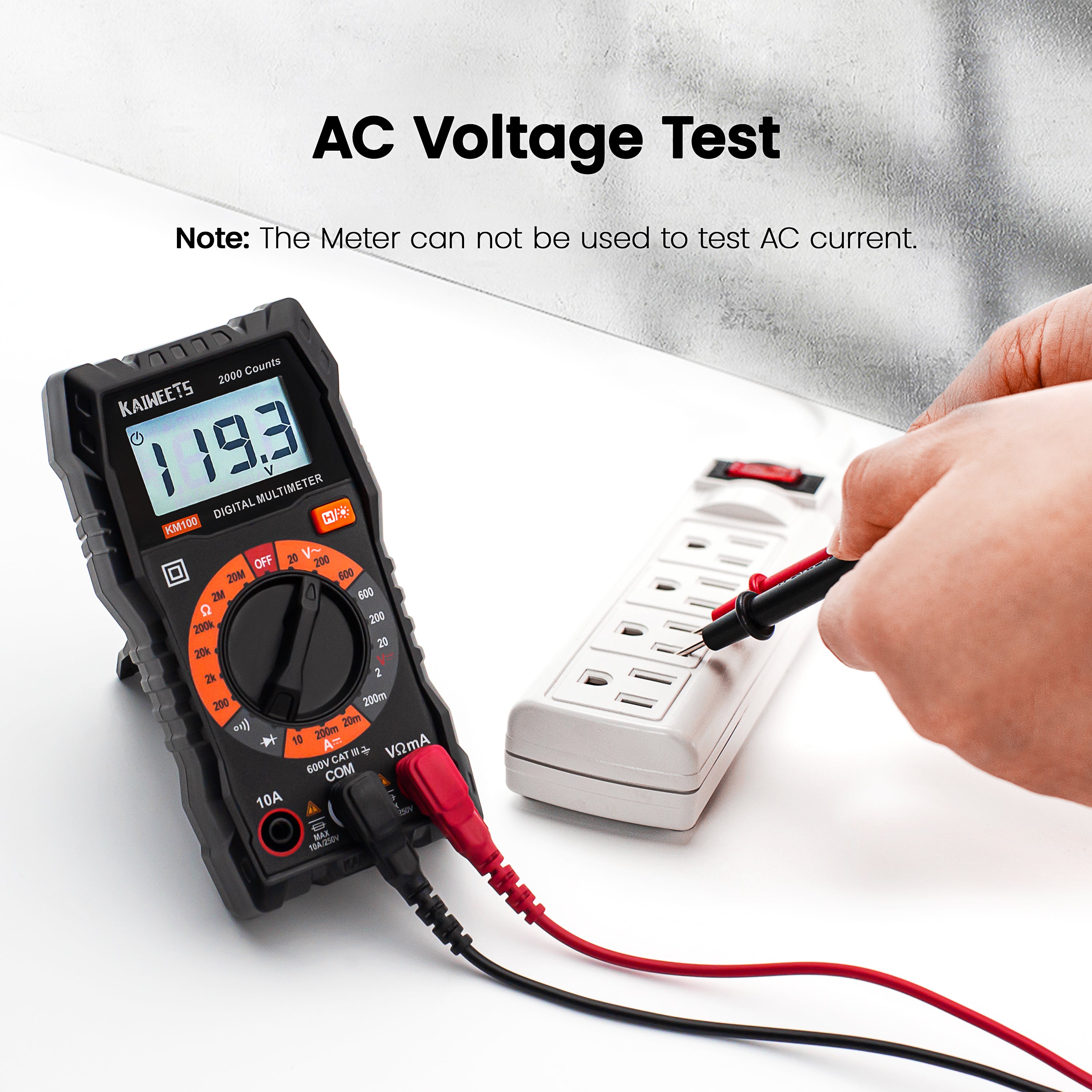KAIWEETS Digital Multimeter with Case, DC AC Voltmeter, Ohm Volt Amp Test Meter and Continuity Test Diode V413-KM100