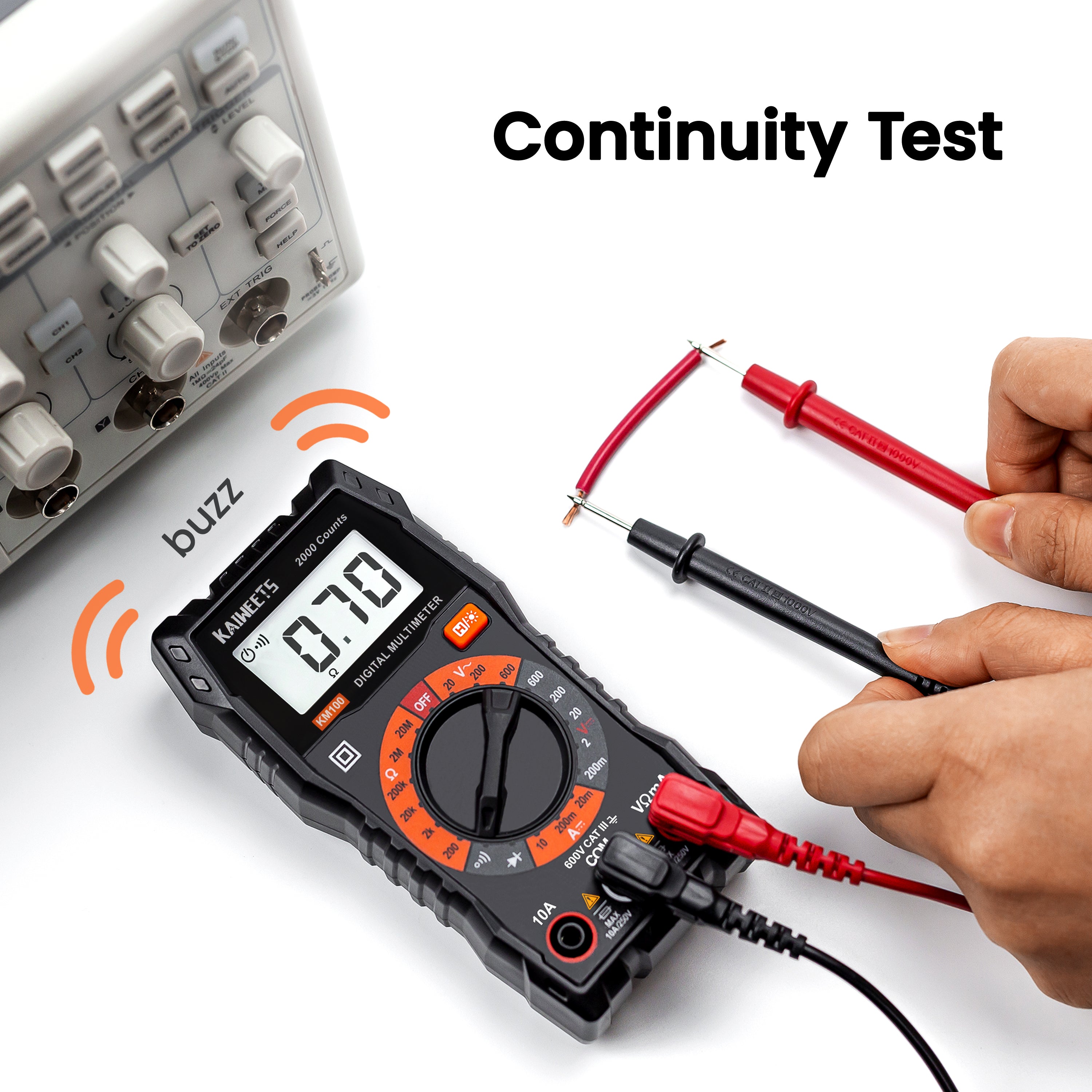 KAIWEETS Digital Multimeter with Case, DC AC Voltmeter, Ohm Volt Amp Test Meter and Continuity Test Diode V413-KM100