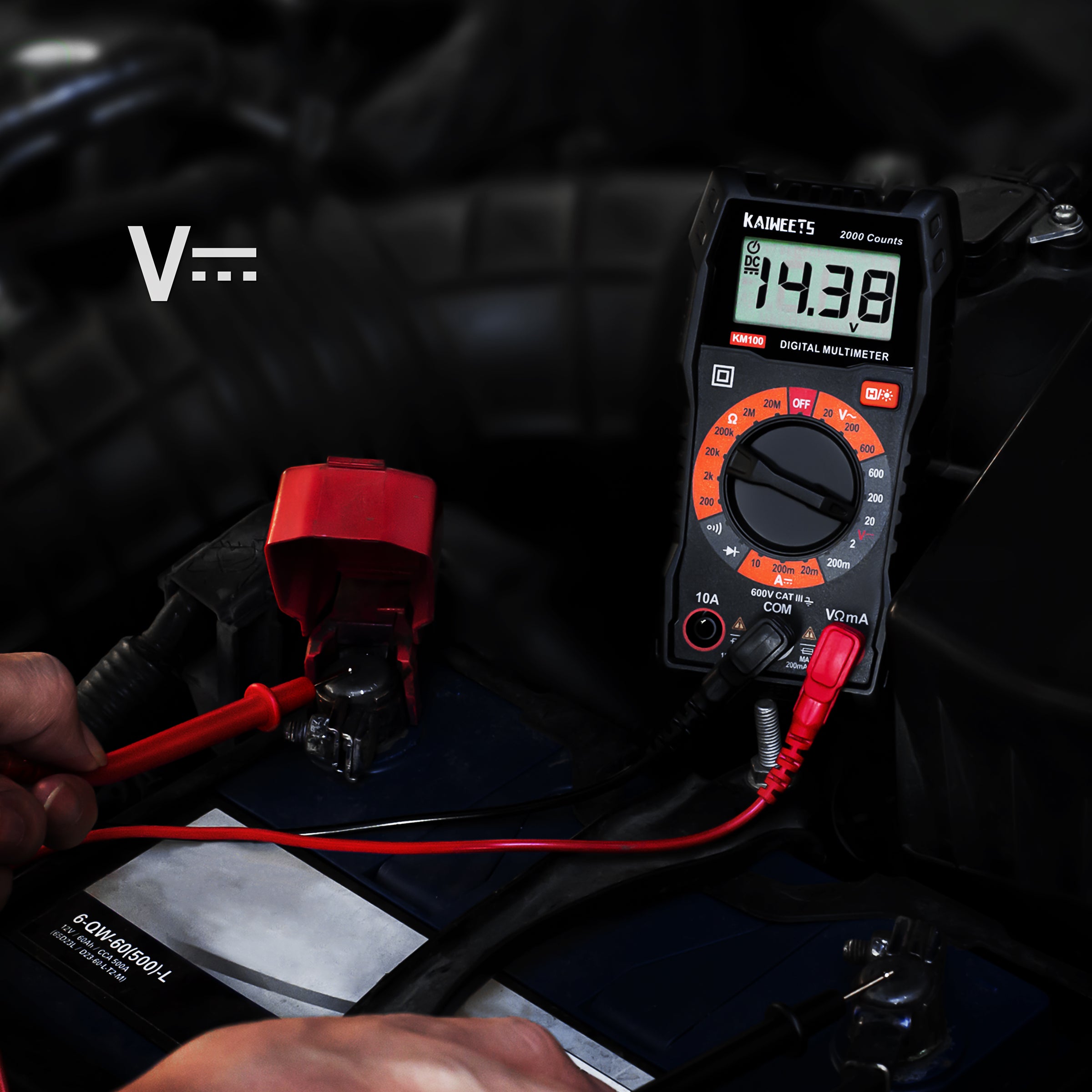 KAIWEETS Digital Multimeter with Case, DC AC Voltmeter, Ohm Volt Amp Test Meter and Continuity Test Diode V413-KM100