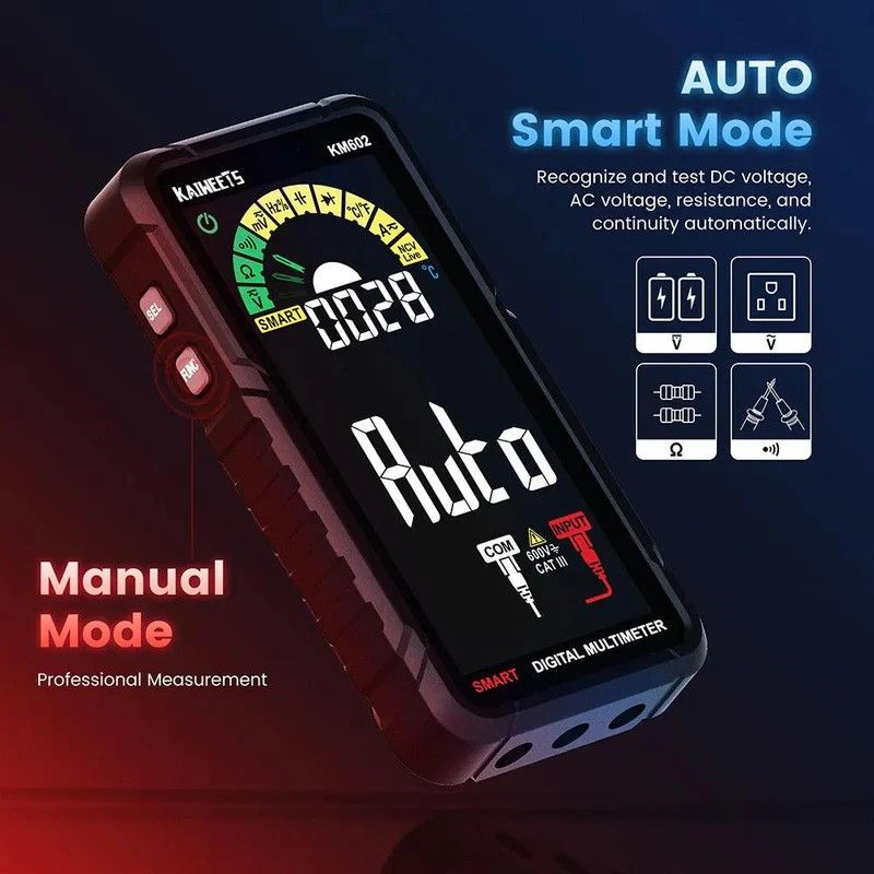 KAIWEETS Smart Multimeter Rechargeable Electrical Tester with Auto Ranging Digital Voltmeter Measures Voltage V413-KM602