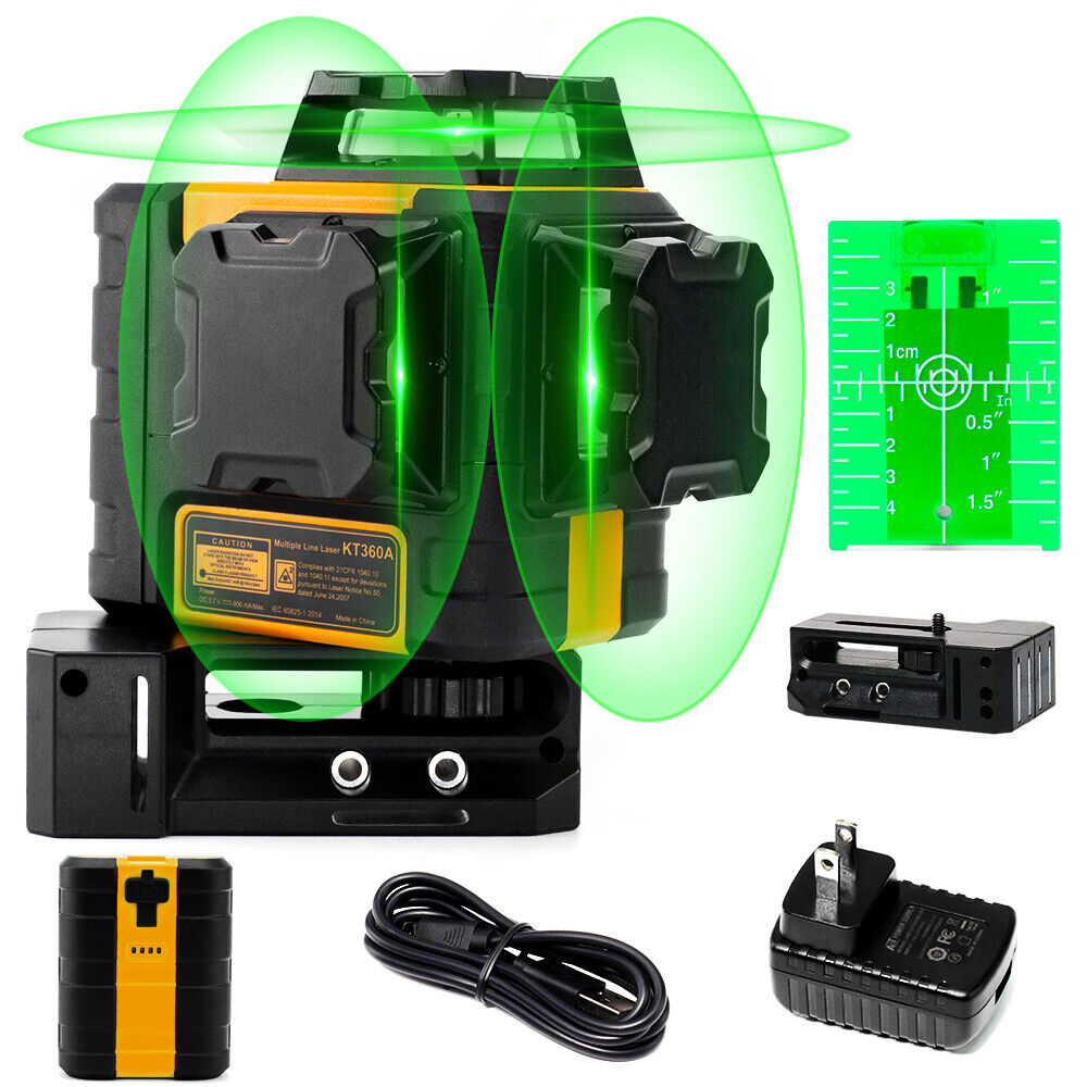 KAIWEETS KT360A Green Laser Level 3 X 360 degrees Rotary Self Leveling with 1 Rechargeable Battery V413-KT360A