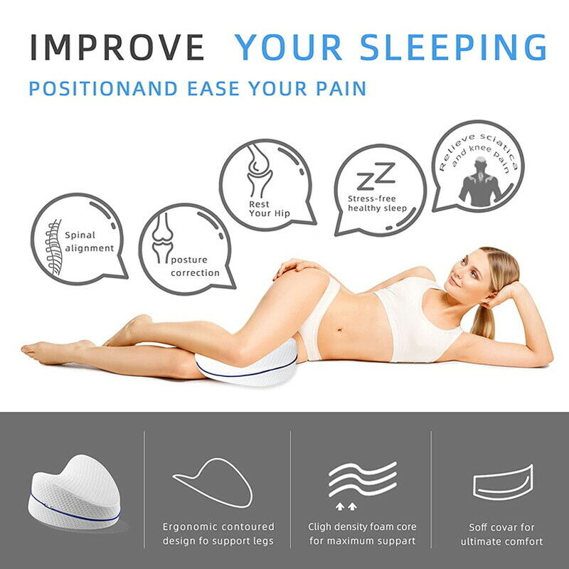 Leg Knee Support Pillow, Orthopedic Memory Foam Wedge Contour Pillow for Thighs, Leg Pillow for Back Hip Legs V413-LEG-PILLOW-BLUE