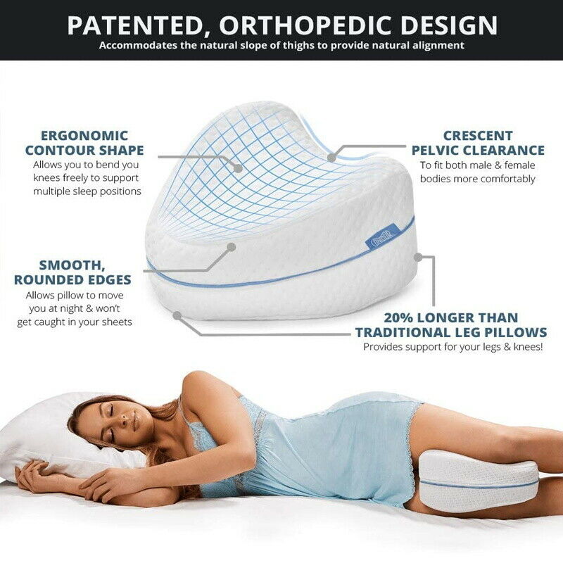 Leg Knee Support Pillow, Orthopedic Memory Foam Wedge Contour Pillow for Thighs, Leg Pillow for Back Hip Legs V413-LEG-PILLOW-BLUE