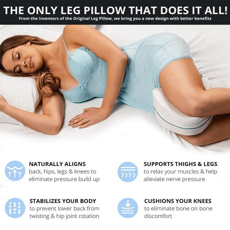 Leg Knee Support Pillow, Orthopedic Memory Foam Wedge Contour Pillow for Thighs, Leg Pillow for Back Hip Legs V413-LEG-PILLOW-BLUE