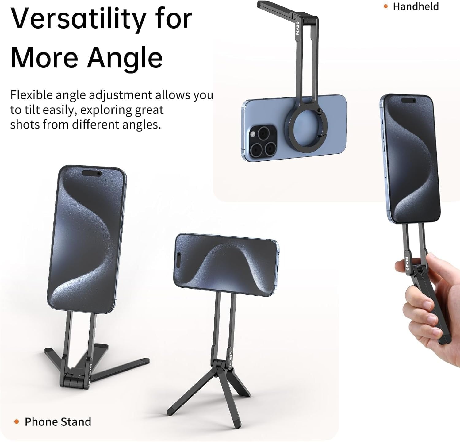 ULANZI MA30 Magnetic Phone Tripod Stand for iPhone - Aluminium Maglock Smartphone Mini Tripod Pocket Cell V413-M060