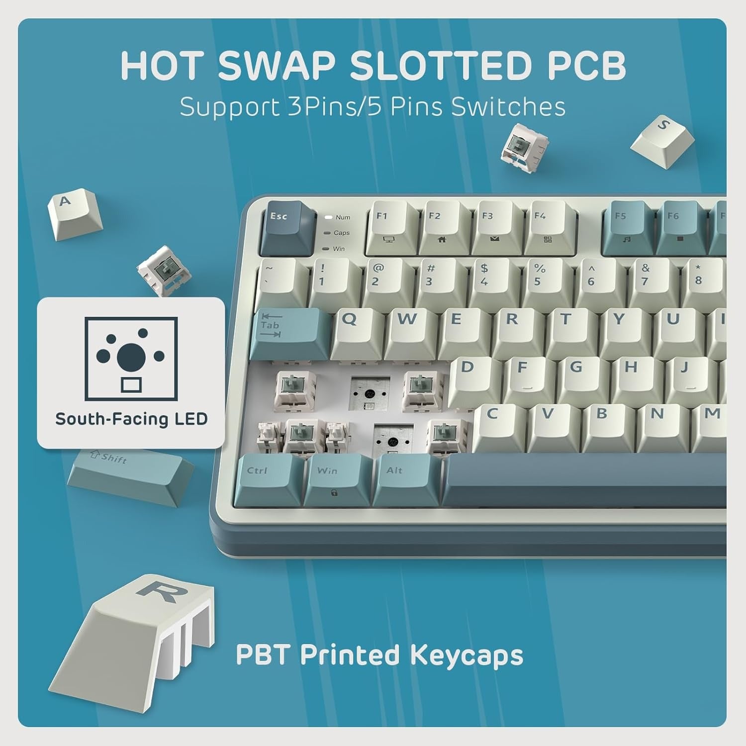RK ROYAL KLUDGE S98 Mechanical Keyboard w/Smart Display & Knob, Top Mount 96% Wireless Mechanical Keyboard V413-RKS98-CL-CSWITCH