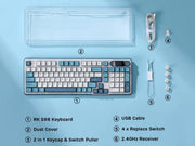 RK ROYAL KLUDGE S98 Mechanical Keyboard w/Smart Display & Knob, Top Mount 96% Wireless Mechanical Keyboard V413-RKS98-CL-CSWITCH
