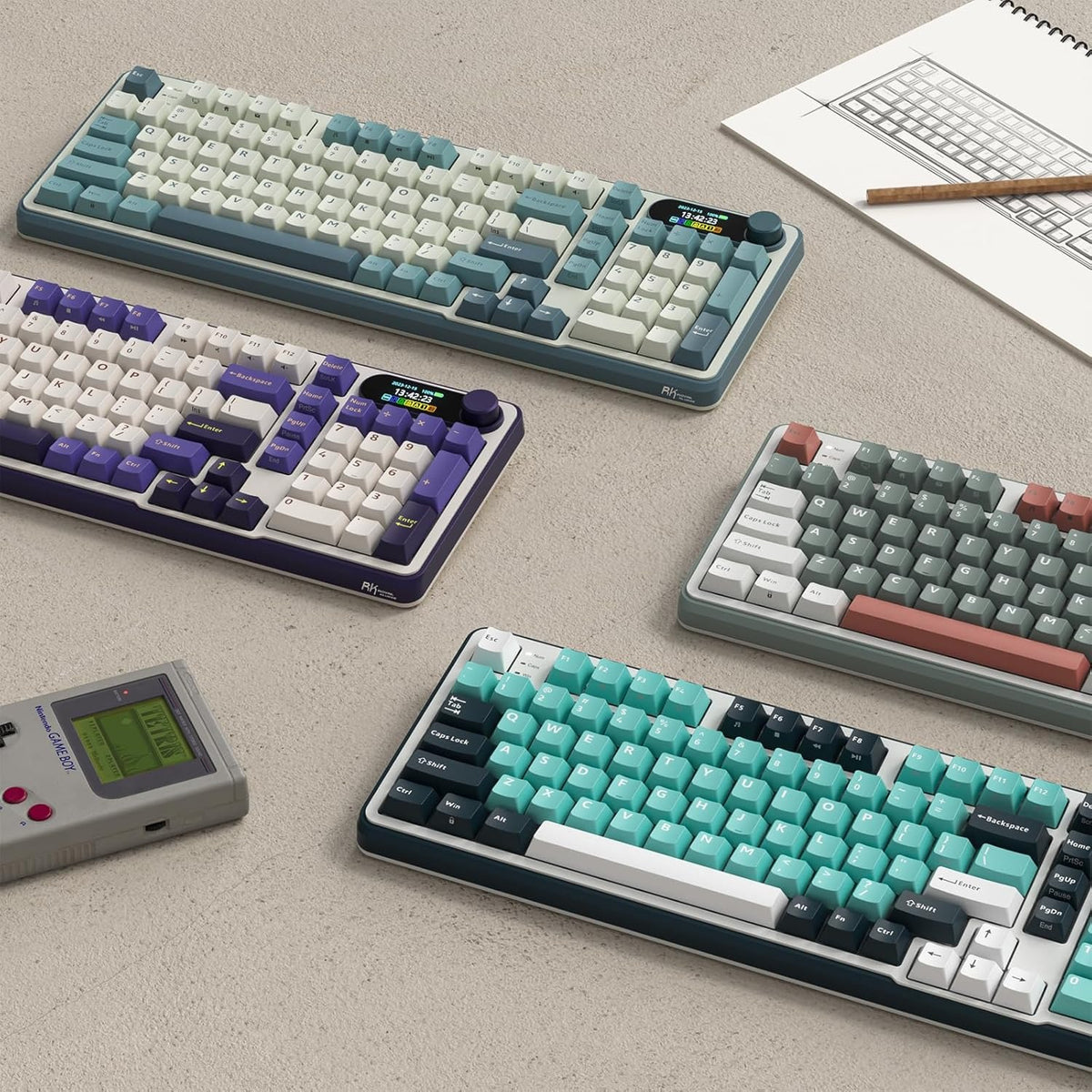 RK ROYAL KLUDGE S98 Mechanical Keyboard w/Smart Display & Knob, Top Mount 96% Wireless Mechanical Keyboard V413-RKS98-CL-CSWITCH