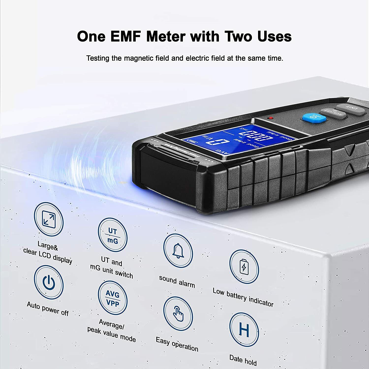 ERICKHILL EMF Meter Digital Electromagnetic Field Radiation Detector Machine V413-RT-100