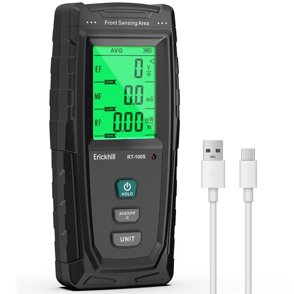 ERICKHILL 3 in 1 EMF Detector, Electromagnetic Field Radiation Detector for EF, RF, MF, WiFi,5G Signal,Triple V413-RT-100S
