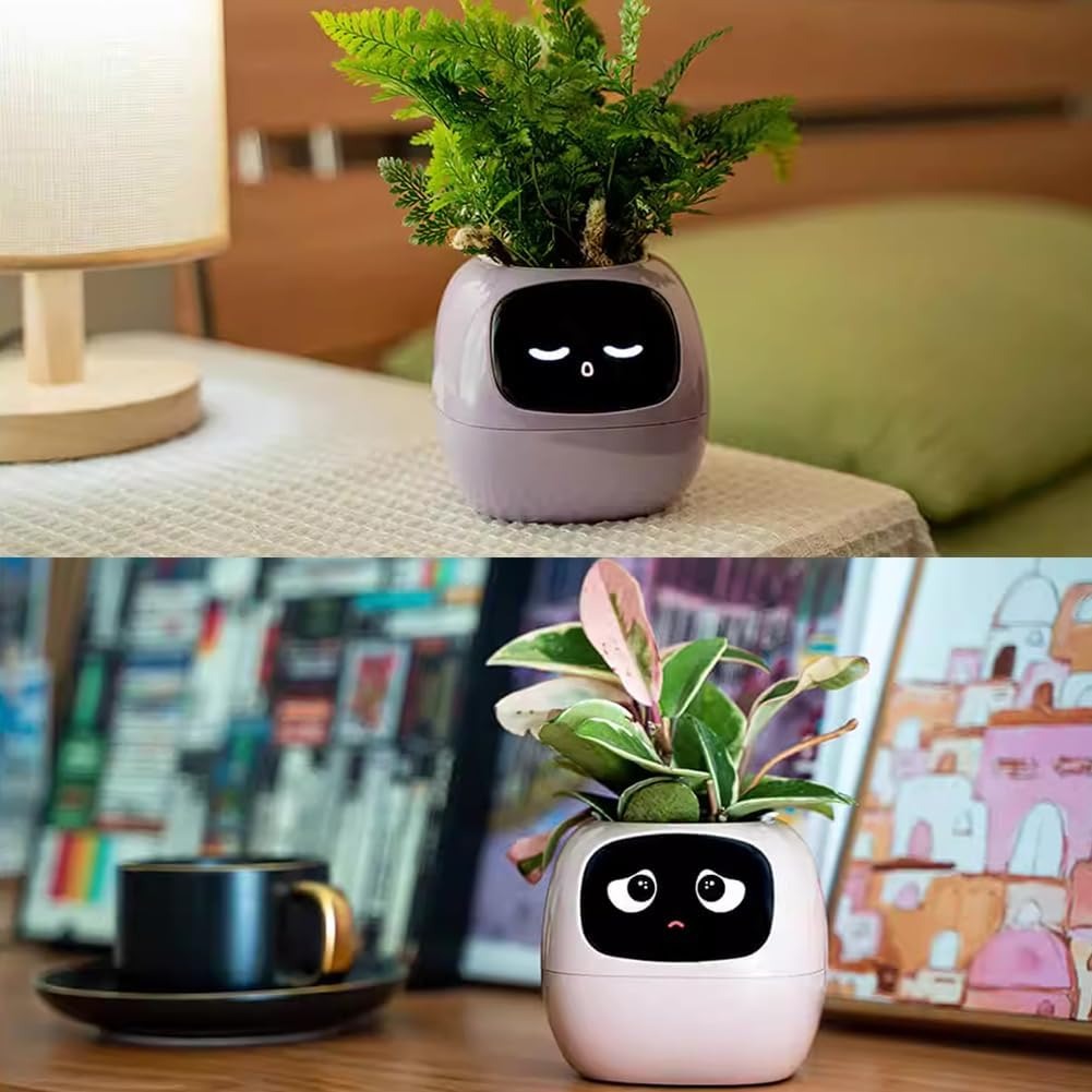 Intelligent Flower Pot, Electronic Bud, Maintenance Plant Assistant, Fun Interactive Flower Pot, Indoor Green V413-SMART-POT-WHITE