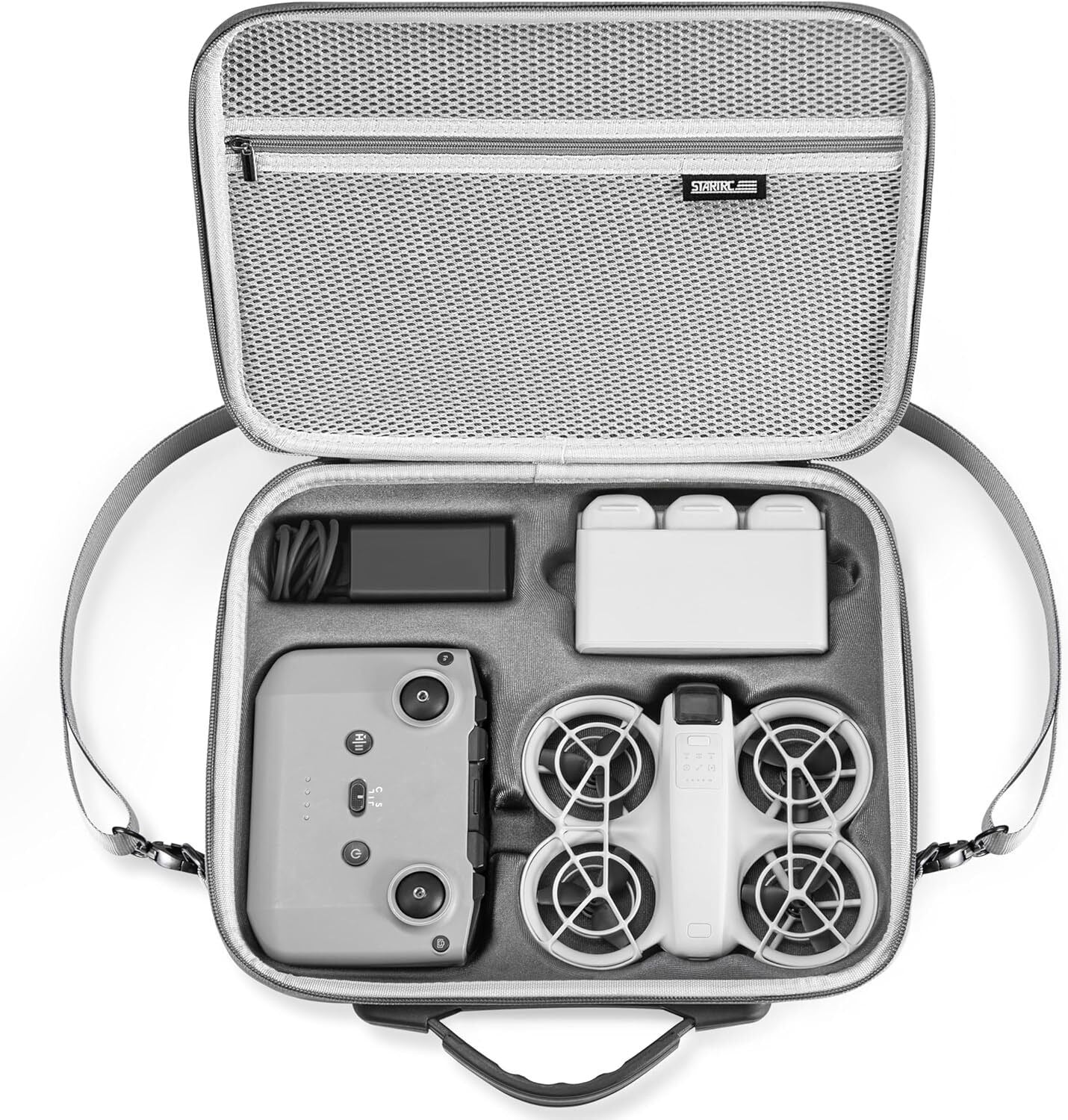 STARTRC Carrying Case for DJI Neo Portable PU Storage Protective Bag for DJI Neo Fly More Combo Accessories, V413-ST-1123988-NEO-CASE-GREY