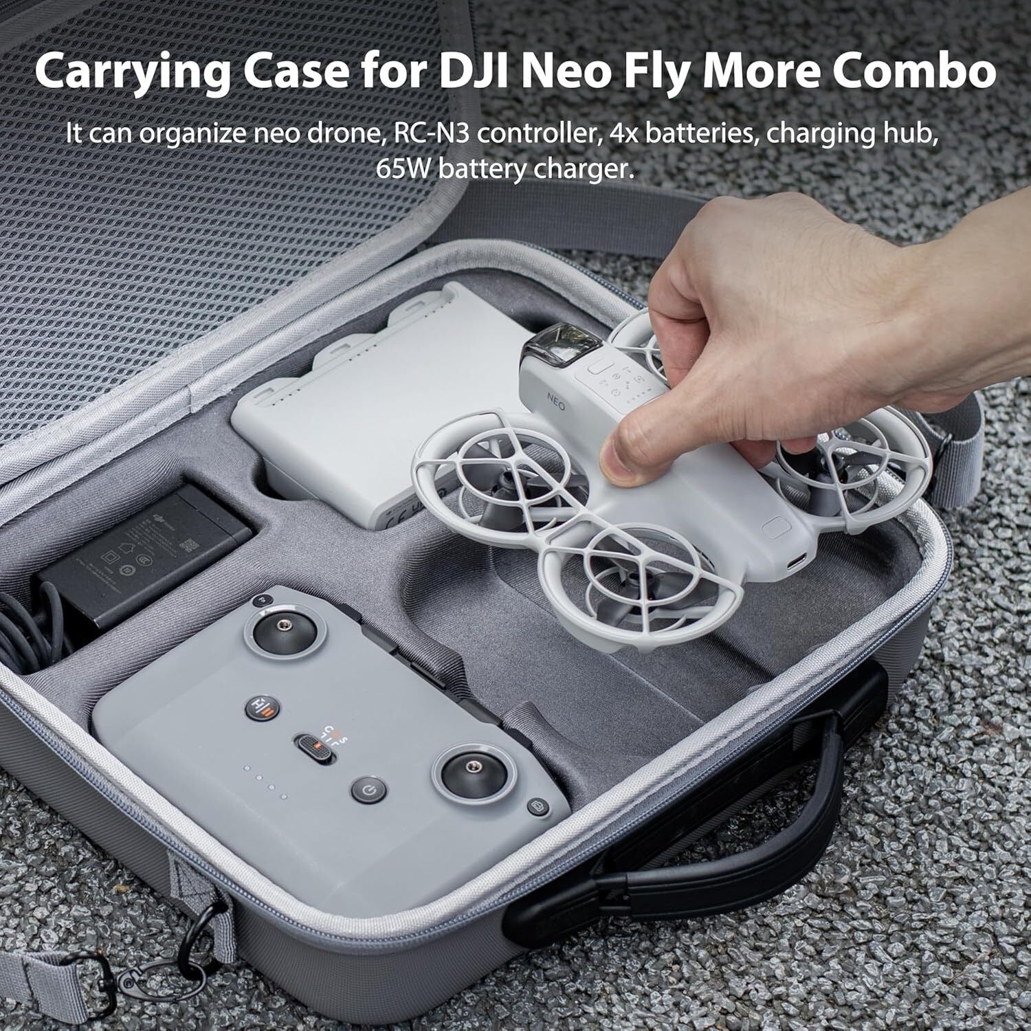 STARTRC Carrying Case for DJI Neo Portable PU Storage Protective Bag for DJI Neo Fly More Combo Accessories, V413-ST-1123988-NEO-CASE-GREY