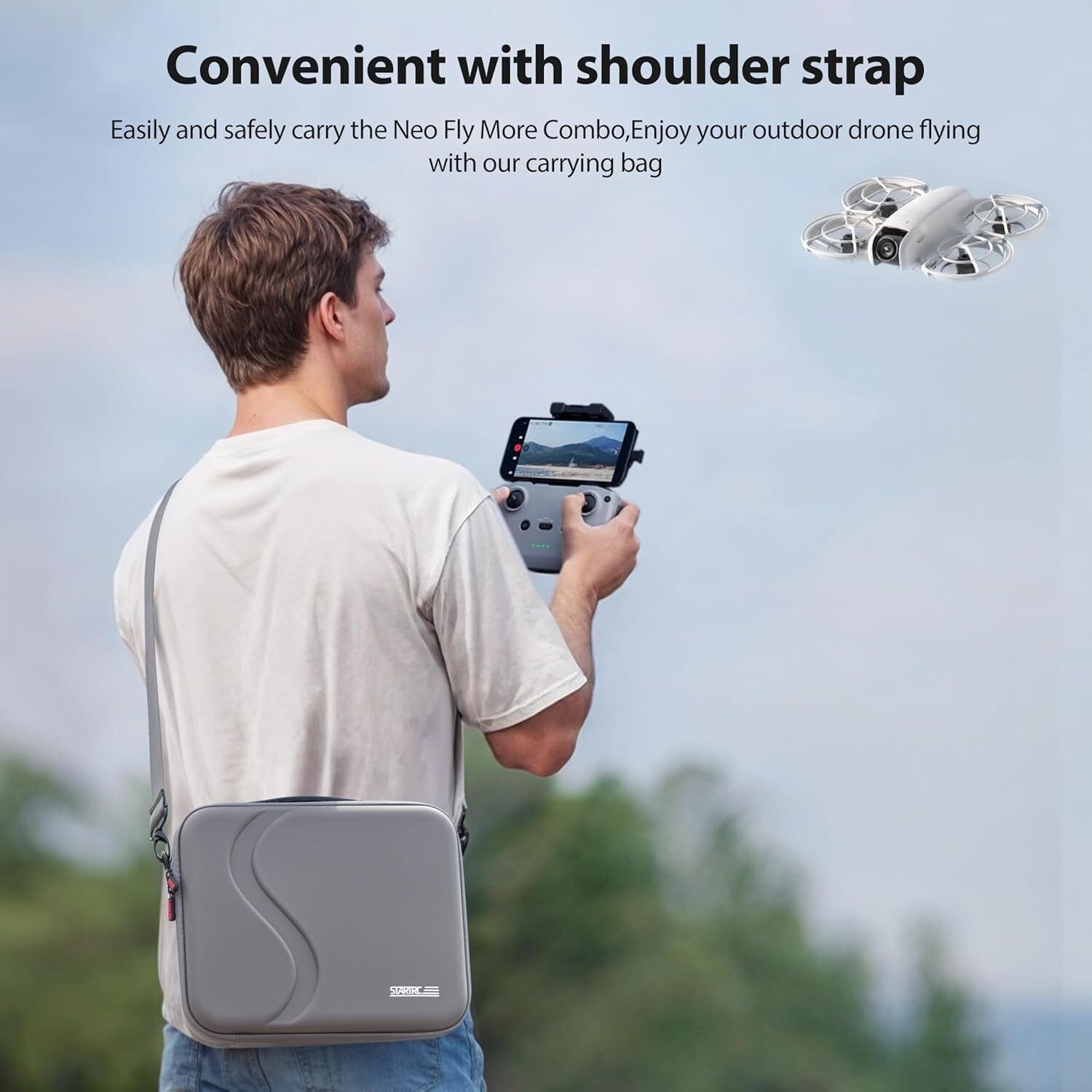 STARTRC Carrying Case for DJI Neo Portable PU Storage Protective Bag for DJI Neo Fly More Combo Accessories, V413-ST-1123988-NEO-CASE-GREY