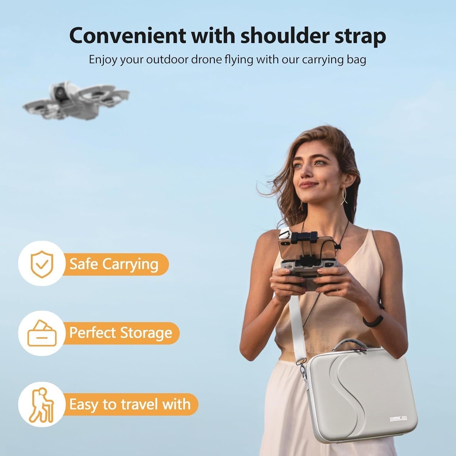 STARTRC Carrying Case for DJI Neo Portable PU Storage Protective Bag for DJI Neo Fly More Combo Accessories, V413-ST-1123988-NEO-CASE-GREY