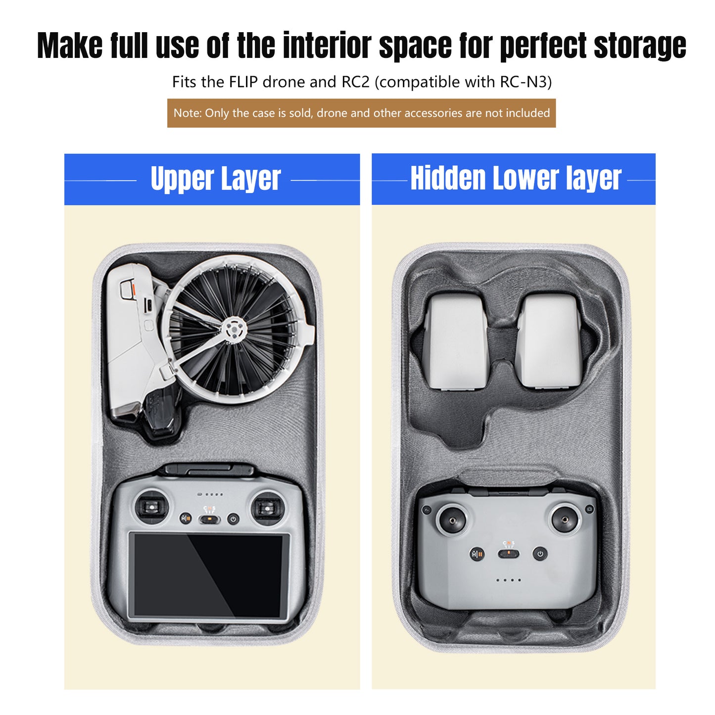 STARTRC Flip Drone Case for DJI Flip Fly More Combo,Portable PU Leather Shoulder Bag Can Organizes RC2/RC-N3 V413-ST12200080