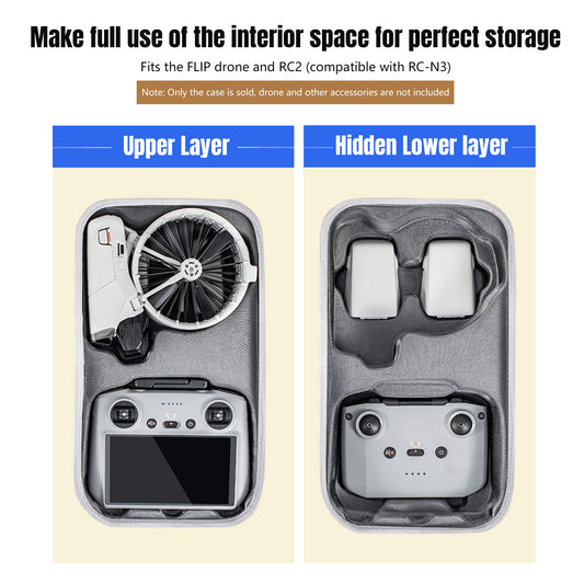 STARTRC Flip Drone Case for DJI Flip Fly More Combo,Portable PU Leather Shoulder Bag Can Organizes RC2/RC-N3 V413-ST12200080
