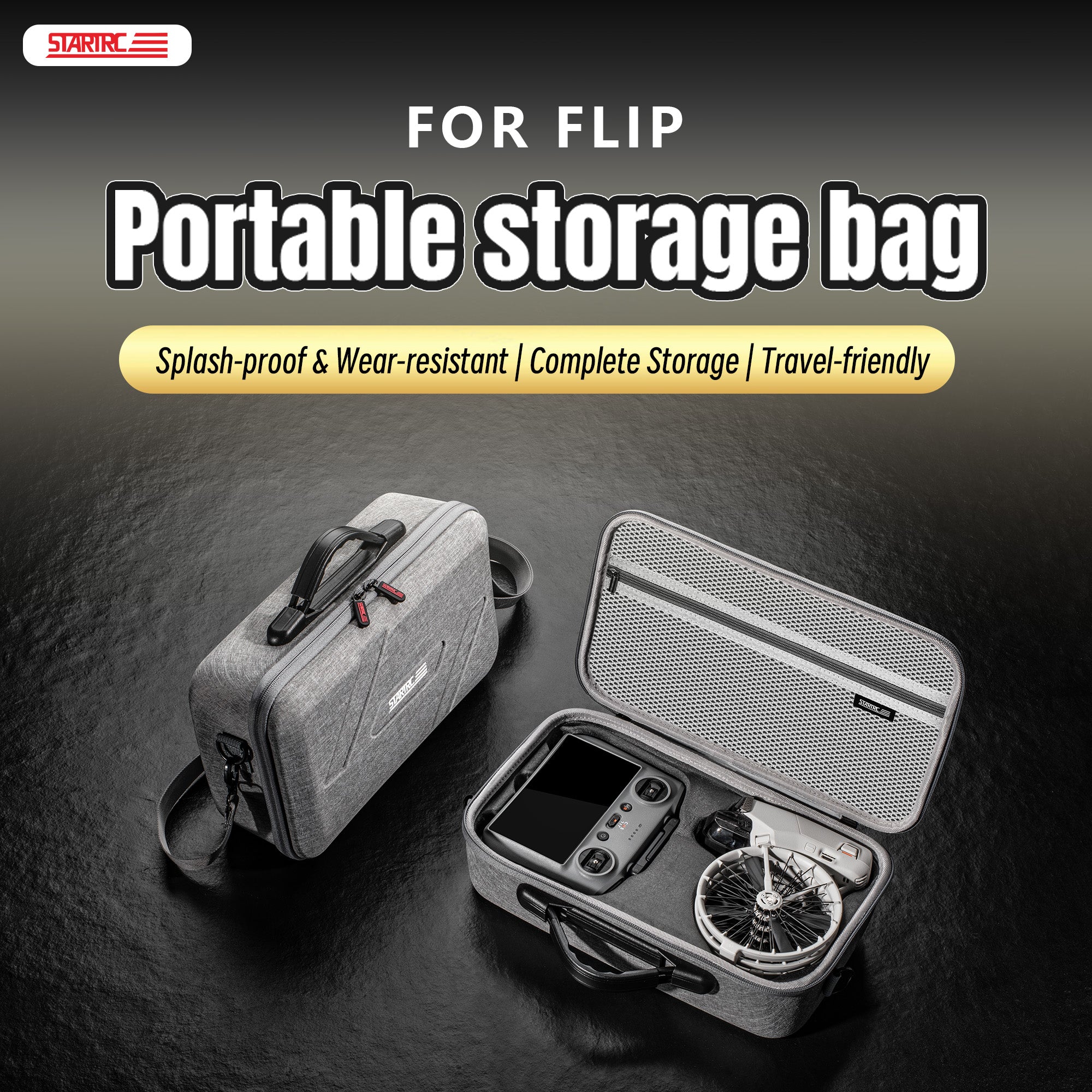 STARTRC Flip Drone Case for DJI Flip Fly More Combo,Portable PU Leather Shoulder Bag Can Organizes RC2/RC-N3 V413-ST12200080
