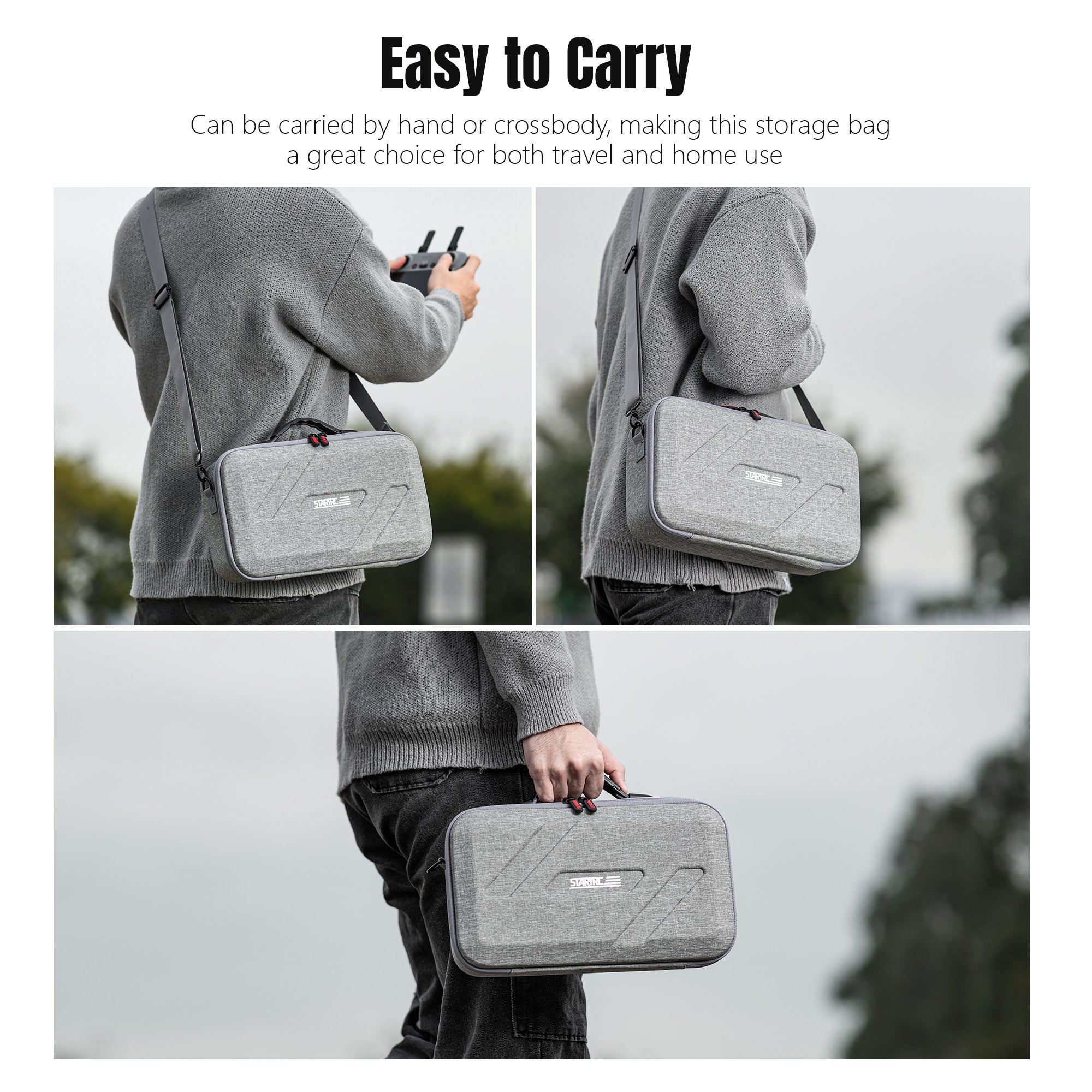 STARTRC Flip Drone Case for DJI Flip Fly More Combo,Portable PU Leather Shoulder Bag Can Organizes RC2/RC-N3 V413-ST12200080