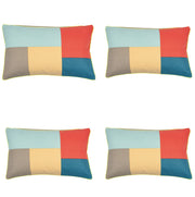 Pack of 4 Geo Beige Block Design Rectangle Cushion Cover 30cm x 50cm V416-435244BEIGEPK4
