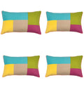 Pack of 4 Geo Turquoise Block Design 30x50cm Cushion Cover V416-435244TURQPK4