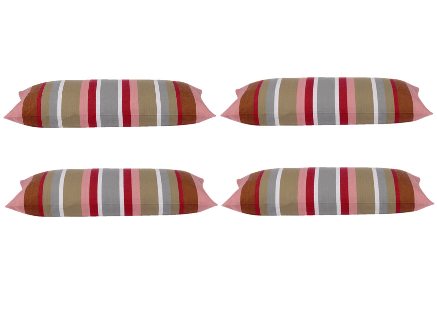 Pack of 4 Corban Rose Pink Based Striped Cushion Cover Multicoloured Rectangle 35x70cm V416-437152R10PK4
