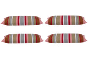 Pack of 4 Corban Rose Pink Based Striped Cushion Cover Multicoloured Rectangle 35x70cm V416-437152R10PK4