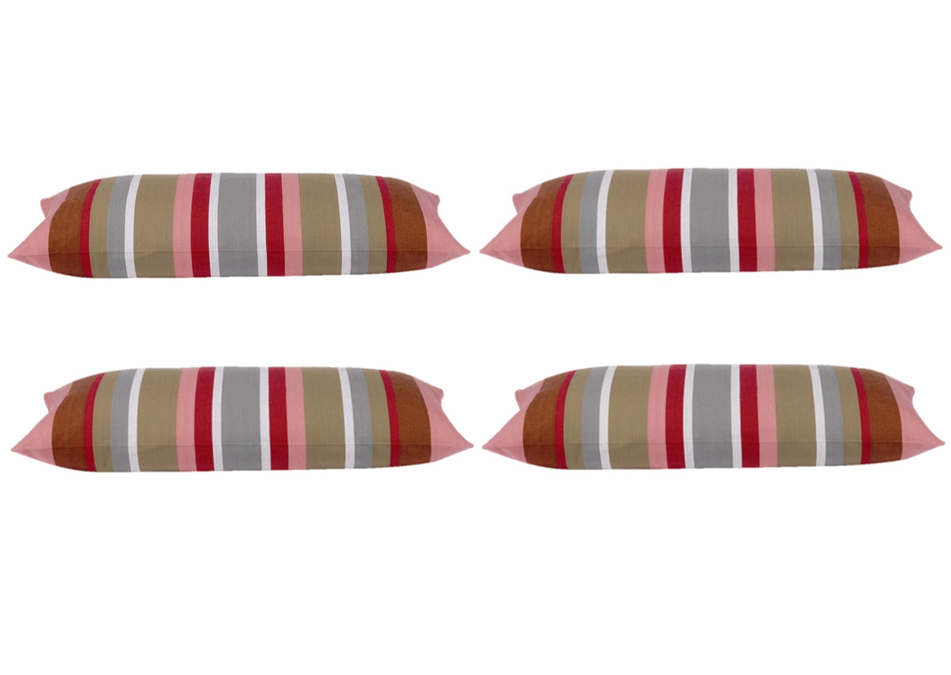 Pack of 4 Corban Rose Pink Based Striped Cushion Cover Multicoloured Rectangle 35x70cm V416-437152R10PK4