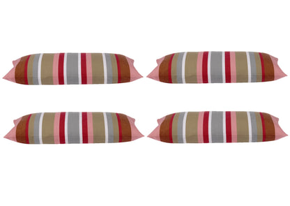 Pack of 4 Corban Rose Pink Based Striped Cushion Cover Multicoloured Rectangle 35x70cm V416-437152R10PK4