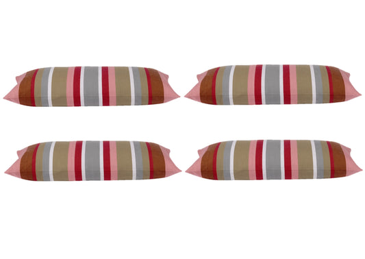 Pack of 4 Corban Rose Pink Based Striped Cushion Cover Multicoloured Rectangle 35x70cm V416-437152R10PK4
