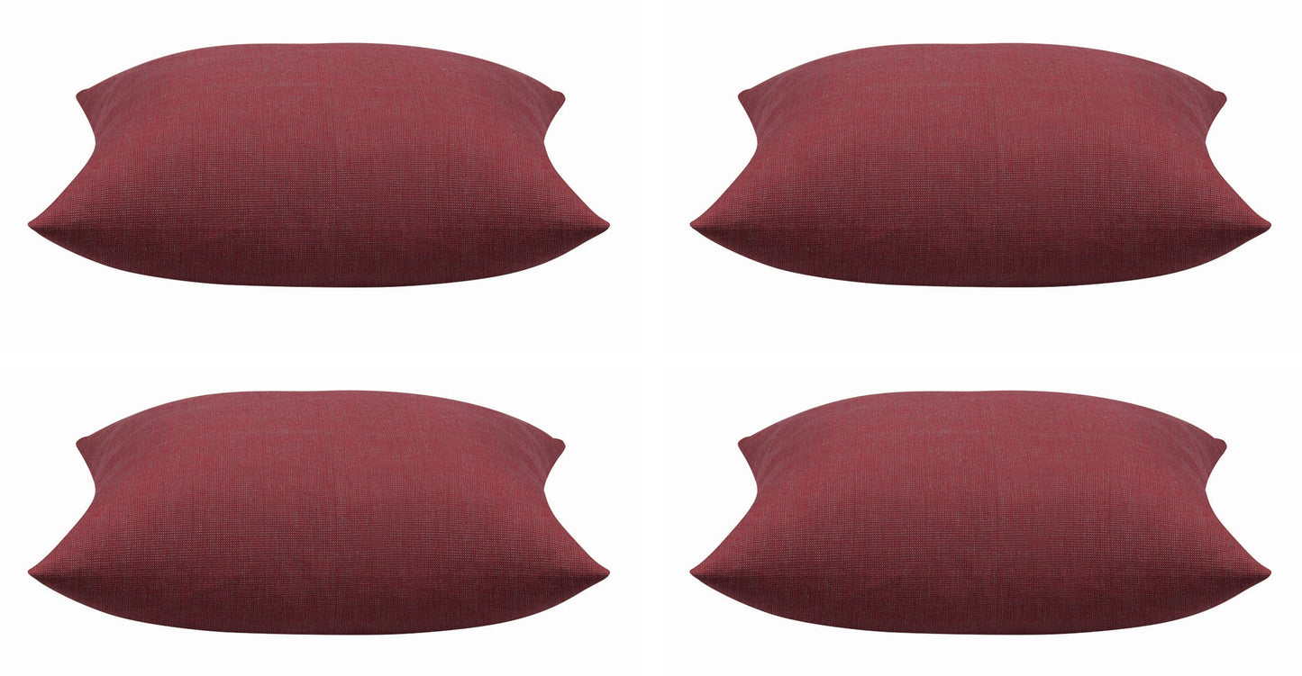 Pack of 4 Elements Deep Red Solid Base Colour Square Cushion Covers V416-44403I35PK4