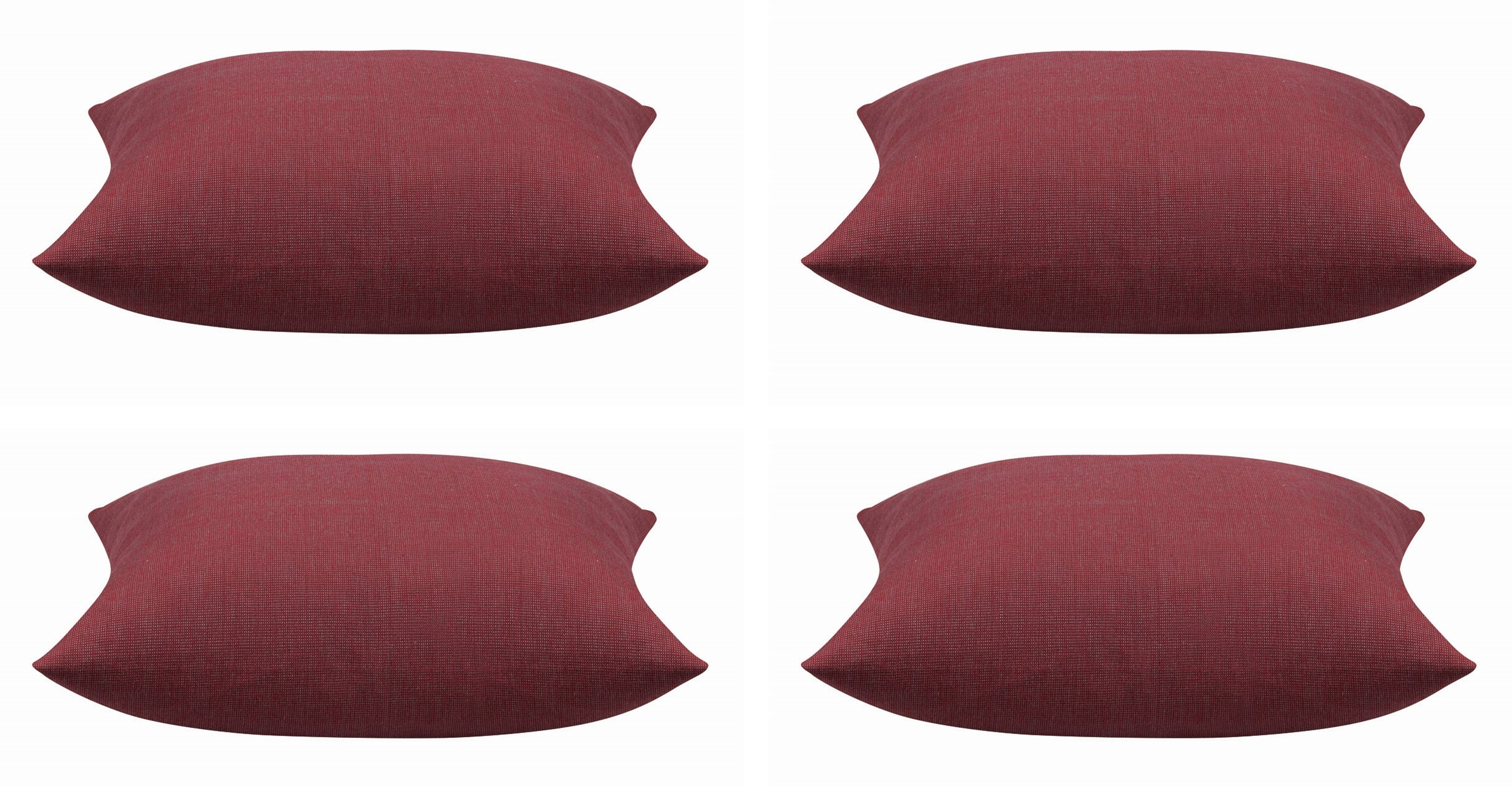 Pack of 4 Elements Deep Red Solid Base Colour Square Cushion Covers V416-44403I35PK4