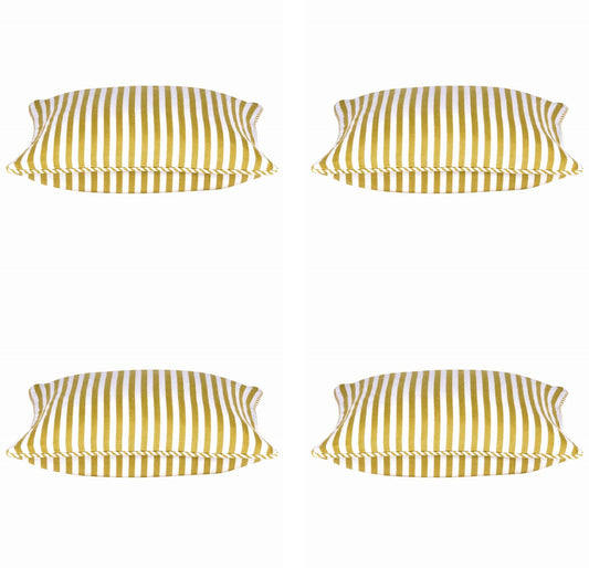 Pack of 4 Dandi Mustard Yellow & White Striped Square Cushion Covers 40x40cm V416-444150C20PK4