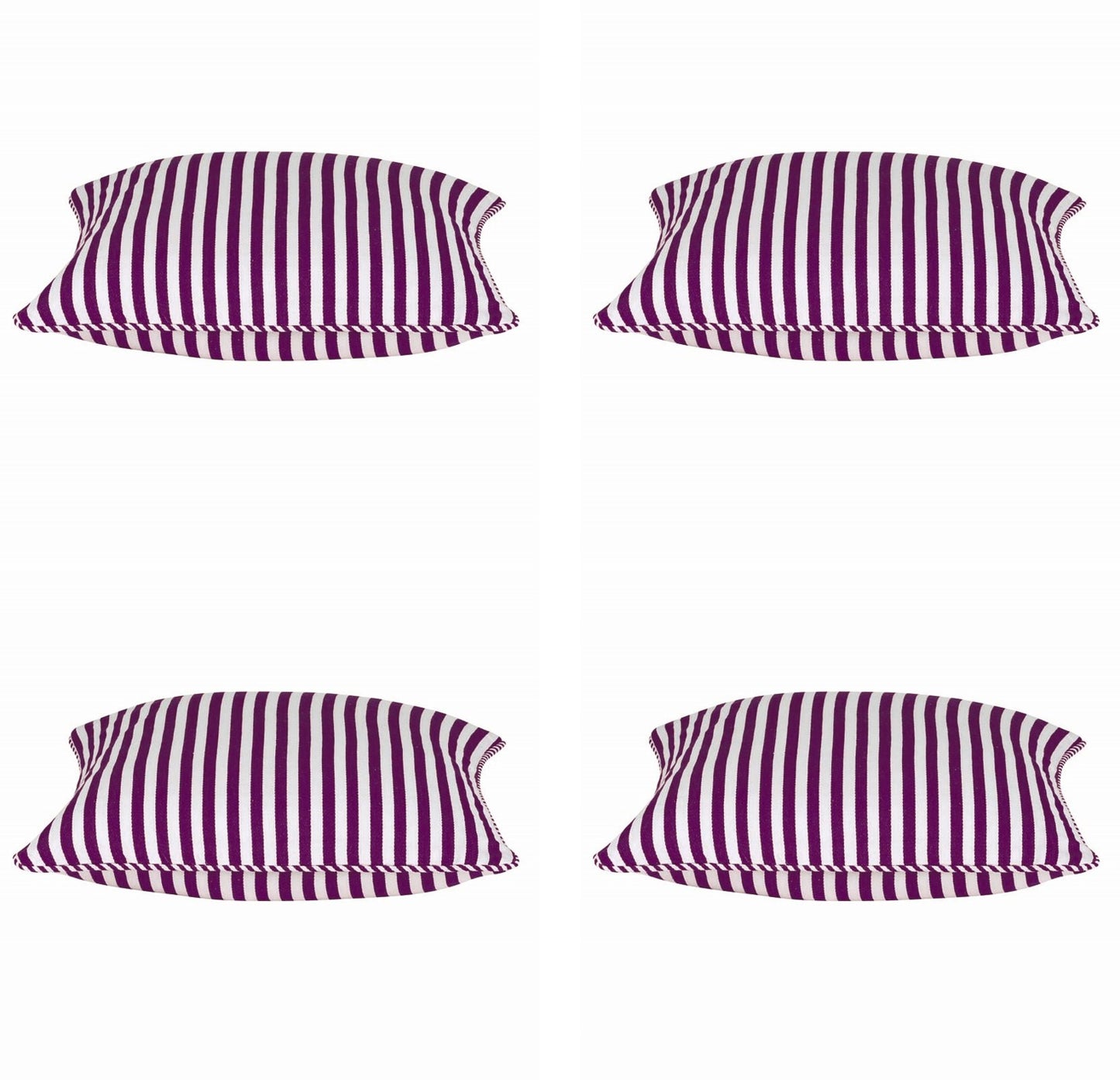 Pack of 4 Dandi Fuchsia Plum Purple & White Striped Square Cushion Covers 40x40cm V416-444150F20PK4