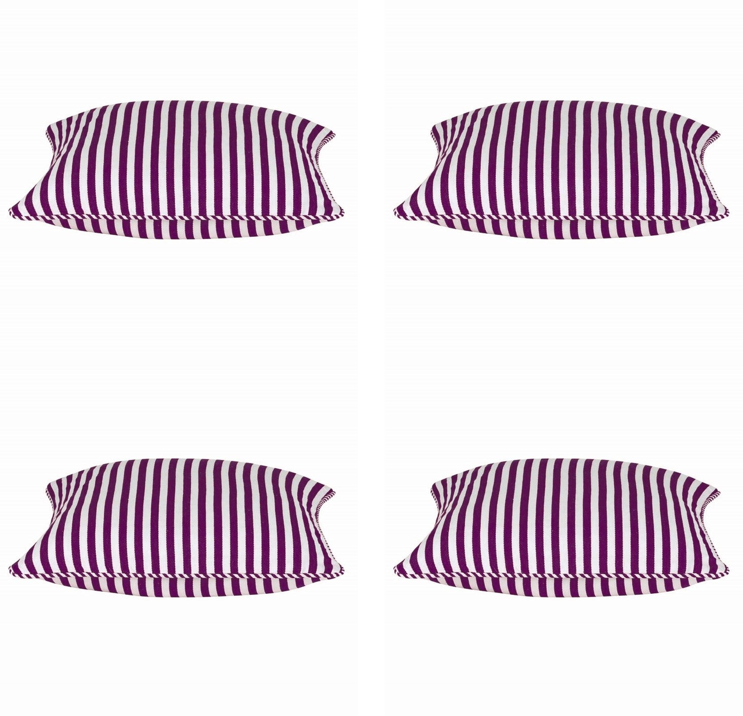Pack of 4 Dandi Fuchsia Plum Purple & White Striped Square Cushion Covers 40x40cm V416-444150F20PK4