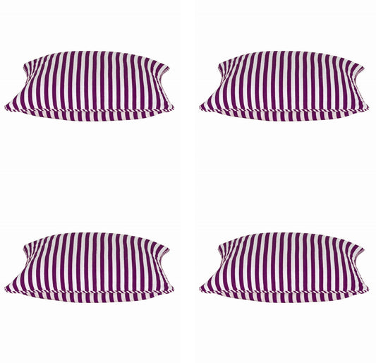 Pack of 4 Dandi Fuchsia Plum Purple & White Striped Square Cushion Covers 40x40cm V416-444150F20PK4