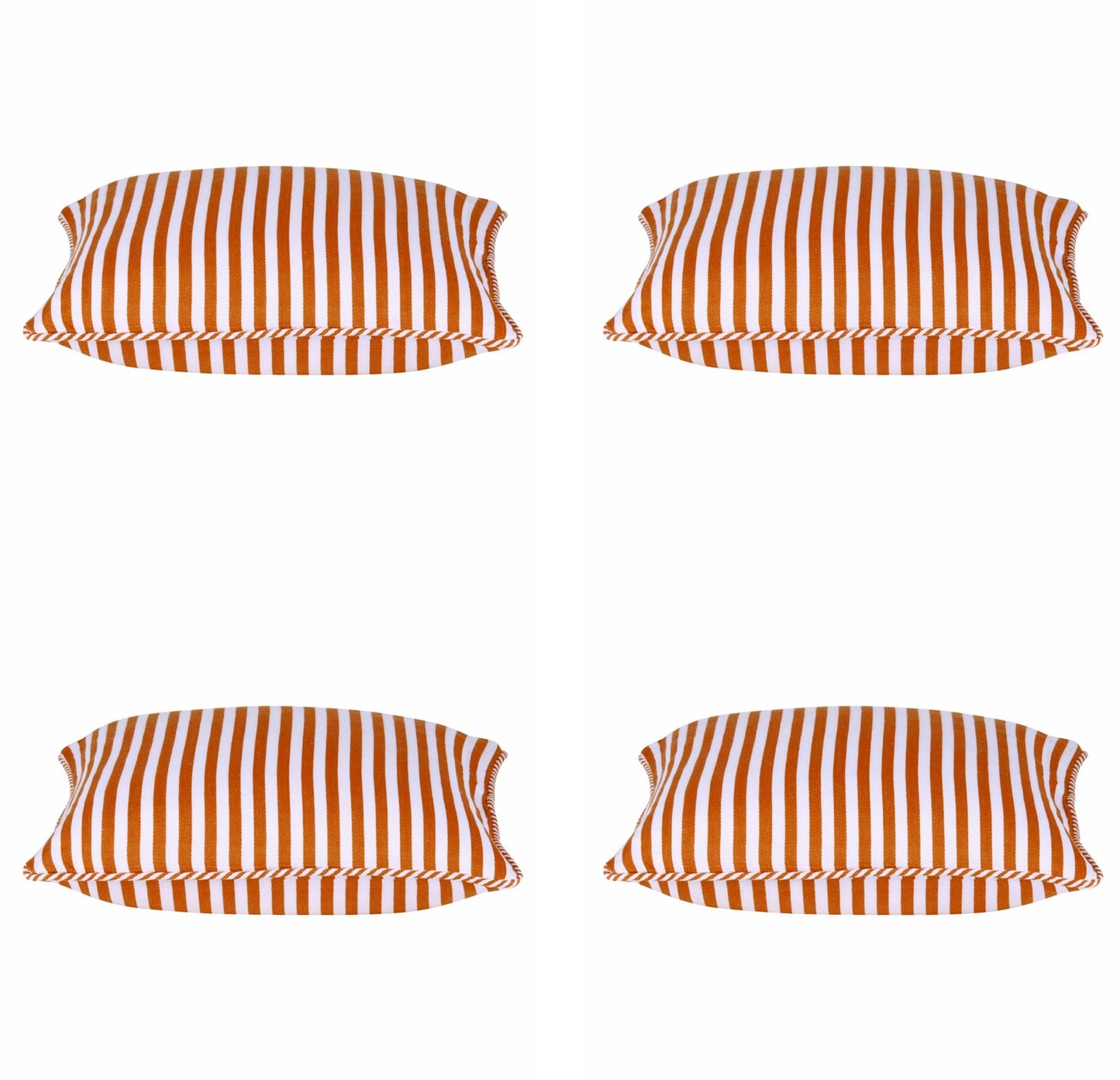 Pack of 4 Dandi Orange & White Striped Nautical Cushion Covers 40x40cm V416-444150Y20PK4