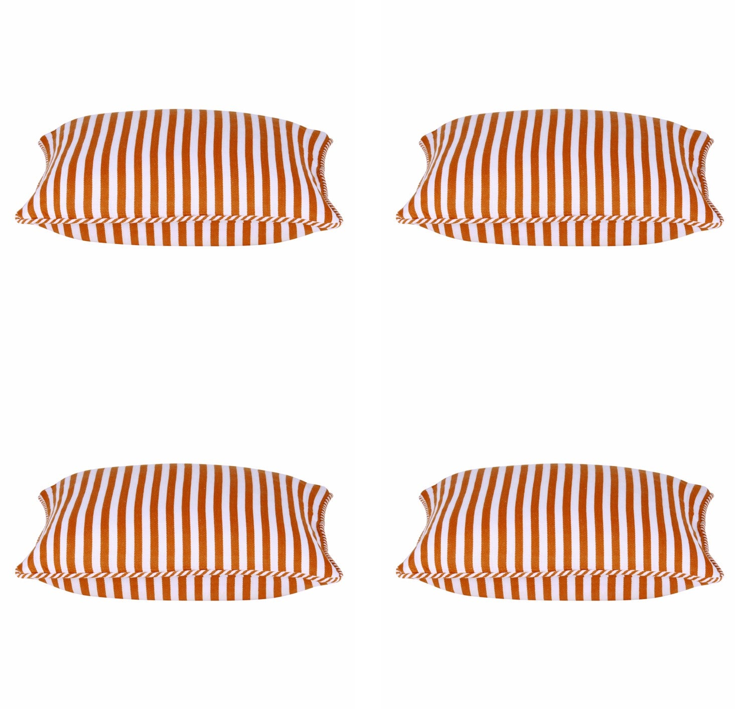Pack of 4 Dandi Orange & White Striped Nautical Cushion Covers 40x40cm V416-444150Y20PK4