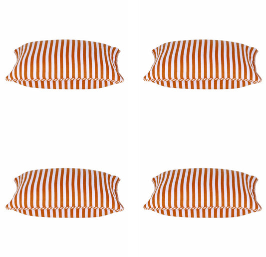 Pack of 4 Dandi Orange & White Striped Nautical Cushion Covers 40x40cm V416-444150Y20PK4