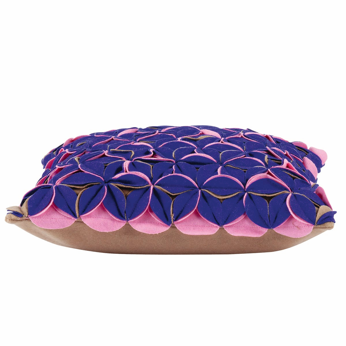 Amelie Royal Blue & Pink Felt Petals Cushion Cover V416-444159-E10